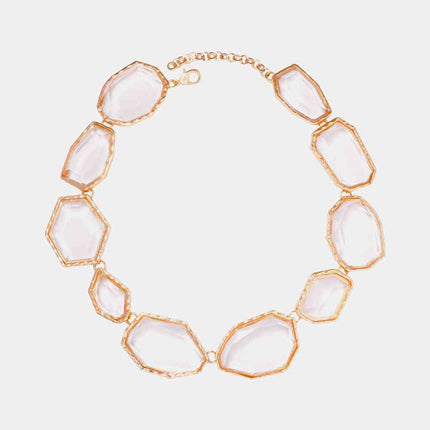 Geometrical Shape Zinc Alloy Frame Resin Necklace