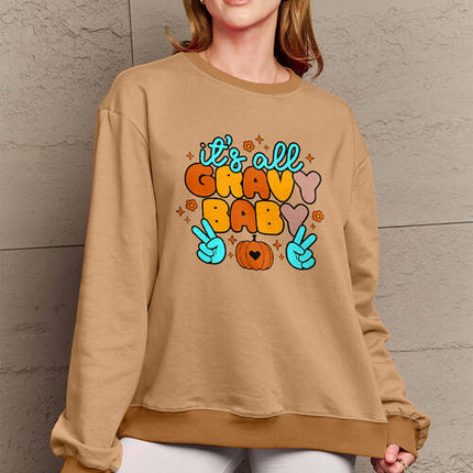 Simply Love Full Size IT'S ALL GRAVY BABY Long Sleeve Sweatshirt