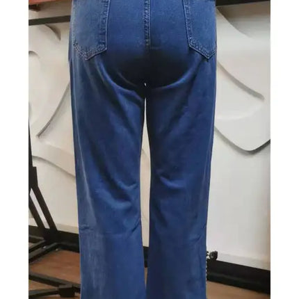 Pantalones vaqueros de cintura media con aberturas lavadas para mujer 