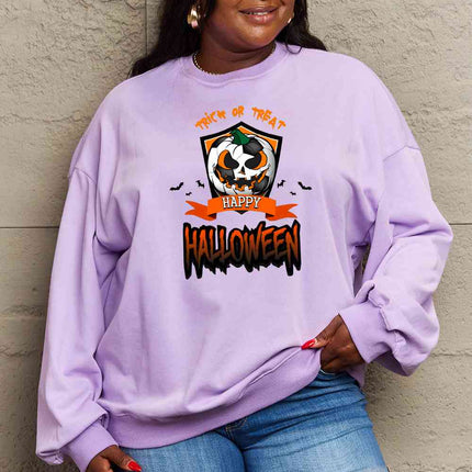 Simply Love Full Size TRICK OR TREAT HAPPY HALLOWEEN Graphic Sweatshirt
