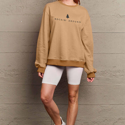 Simply Love Full Size ROCKIN AROUND  Long Sleeve Sweatshirt