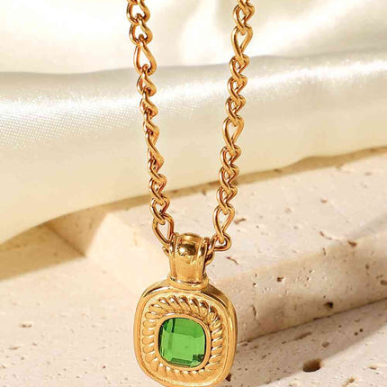 18K Gold Plated Inlaid Rhinestone Pendant Necklace