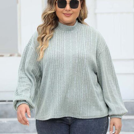Plus Size Mock Neck Long Sleeve Knit Top