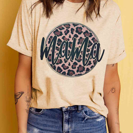 MAMA Leopard Graphic Round Neck Tee