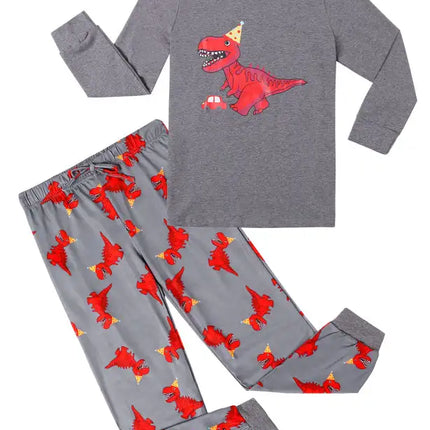 Boy's' Round Neck Cartoon Pattern Short Sleeve Shorts Cotton Pajamas Set