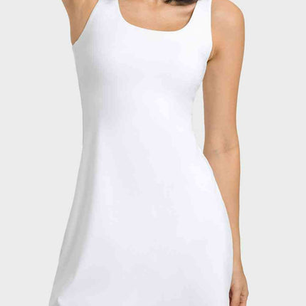 Square Neck Sports Tank Dress with Full Coverage Bottoms - Vickie Lynn's