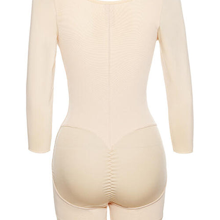 Full Size Zip Up Lace Detail Long Sleeve Shapewear