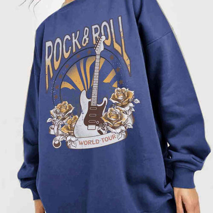 Simply Love Simply Love Full Size ROCK & ROLL WORLD TOUR Graphic Sweatshirt