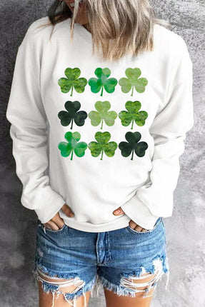 Lucky Clover Round Neck Dropped Shoulder Sweatshirt - Vickie Lynn's