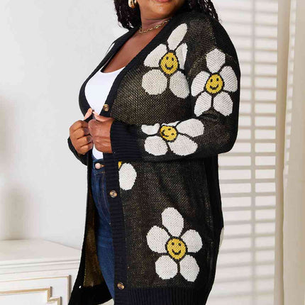 Double Take Floral Button Down Longline Cardigan - Vickie Lynn's