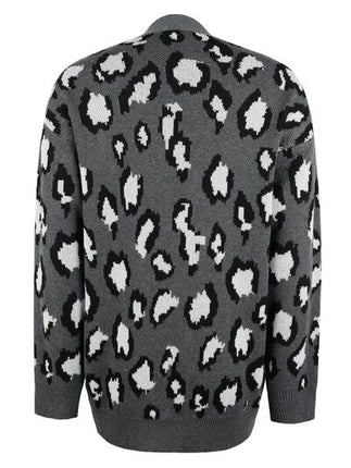 Leopard Open Front Dropped Shoulder Cardigan - Vickie Lynn's