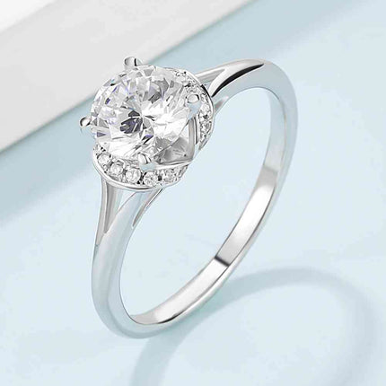 1 Carat Moissanite 925 Sterling Silver Split Shank Ring