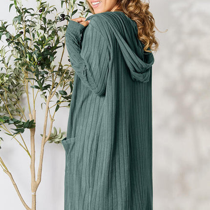 Basic Bae Full Size Hooded Sweater Cardigan - Vickie Lynn's
