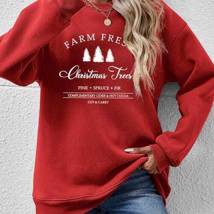 Graphic Round Neck Dropped Shoulder Sweatshirt