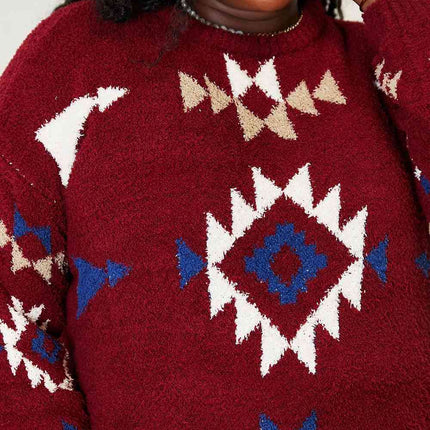 HEYSON Full Size Aztec Soft Fuzzy Sweater