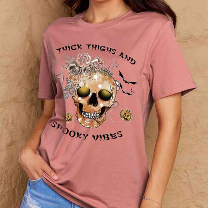 Simply Love Full Size THICK THIGHS AND SPOOKY VIBES Graphic Cotton T-Shirt