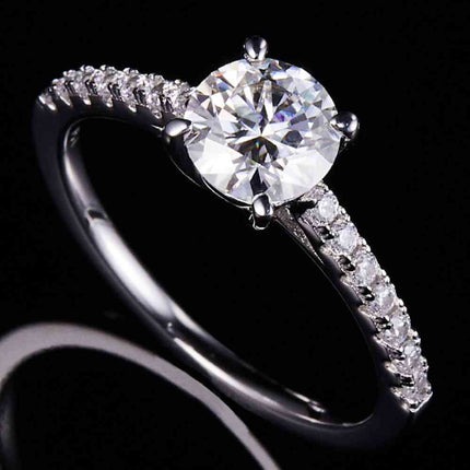 1 Carat Moissanite 925 Sterling Silver Side Stone Ring