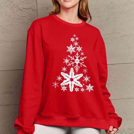 Simply Love Full Size Snowflake Christmas Tree Graphic Sweatshirt