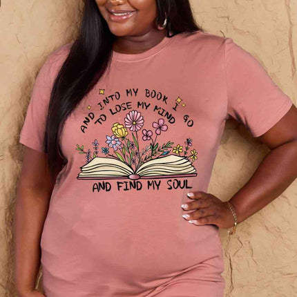Simply Love Full Size Book & Flower Graphic Cotton Tee