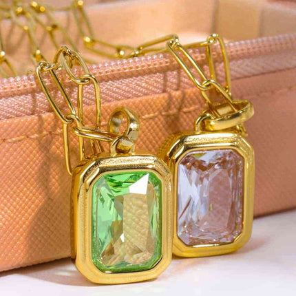 Zircon 18K Gold-Plated Geometrical Shape Pendant Necklace