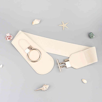 PU Elastic Wide Belt with Alloy Buckle
