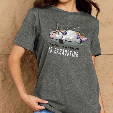 Simply Love Full Size BEING AWESOME IS EXHAUSTING Graphic Cotton Tee