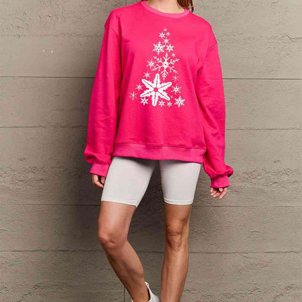 Simply Love Full Size Snowflake Christmas Tree Graphic Sweatshirt