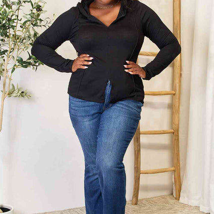 Culture Code Full Size Exposed Seam Long Sleeve Hoodie