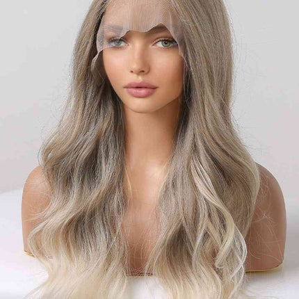 13*2" Lace Front Wigs Synthetic Long Wave 24" 150% Density in Medium Blonde Highlights
