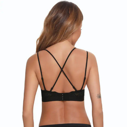 Sujetador push-up sin anillo de acero para mujer, espalda bonita, correa ajustable 