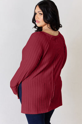 Basic Bae Full Size Ribbed Round Neck Slit T-Shirt - Vickie Lynn's