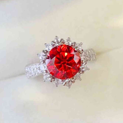 2 Carat Moissanite 925 Sterling Silver Halo Ring