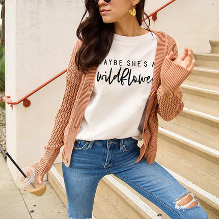 Simply Love Full Size MAYBE SHE'S A WILDFLOWER Short Sleeve T-Shirt