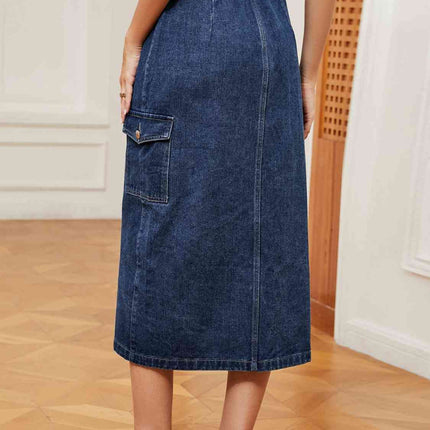 Button Down Denim Skirt