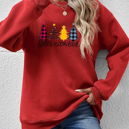 Round Neck Graphic Long Sleeve Sweatshirt