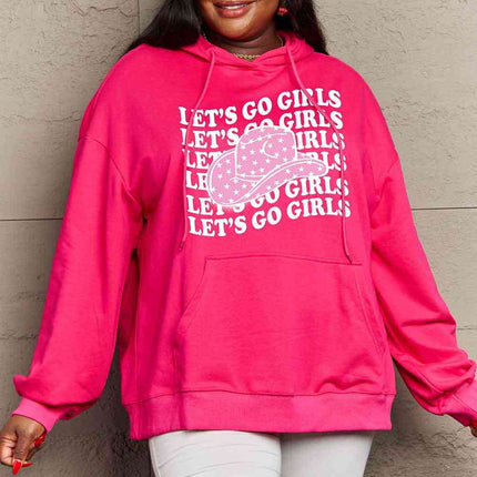 Simply Love Simply Love Full Size LETÃ¢â‚¬â„¢S GO GIRLS Graphic Dropped Shoulder Hoodie