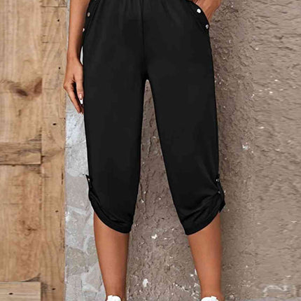 Full Size Roll-Tab Capris Pants