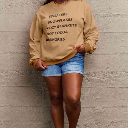 Simply Love Full Size Letter Graphic Round Neck Sweatshirt