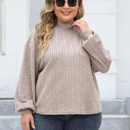 Plus Size Mock Neck Long Sleeve Knit Top