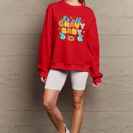 Simply Love Full Size IT'S ALL GRAVY BABY Long Sleeve Sweatshirt