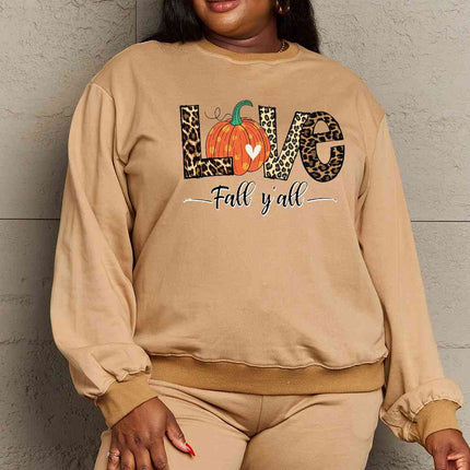 Simply Love Full Size LOVE FALL Y'ALL Graphic Sweatshirt