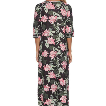 Printed Slit Night Dress with Pockets