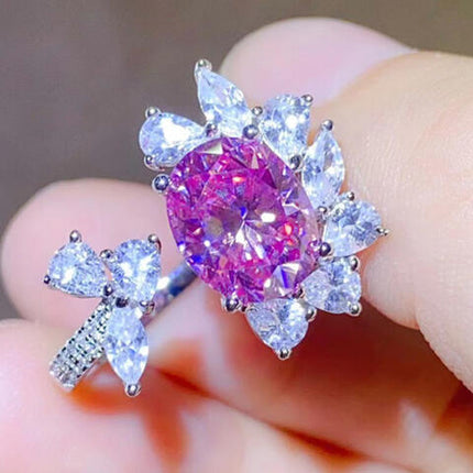 3 Carat Moissanite 925 Sterling Silver Open Ring