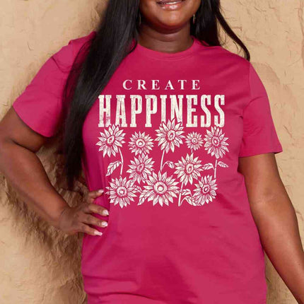 Simply Love Full Size CREATE HAPPINESS Graphic Cotton T-Shirt