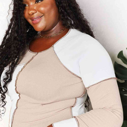Double Take Color Block Exposed Seam Top - Vickie Lynn's