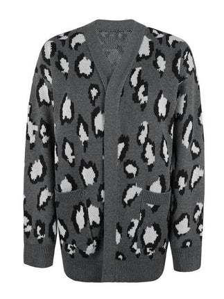 Leopard Open Front Dropped Shoulder Cardigan - Vickie Lynn's
