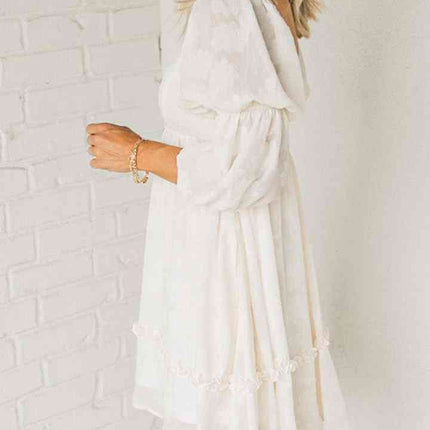 Square Neck Long Sleeve Mini Dress