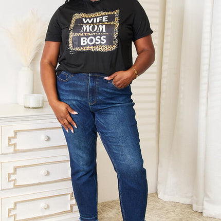 Simply Love WIFE MOM BOSS Leopard Graphic T-Shirt - Vickie Lynn's