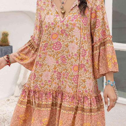 Floral Tie Neck Mini Dress