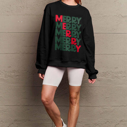 Simply Love Full Size MERRY Long Sleeve Sweatshirt